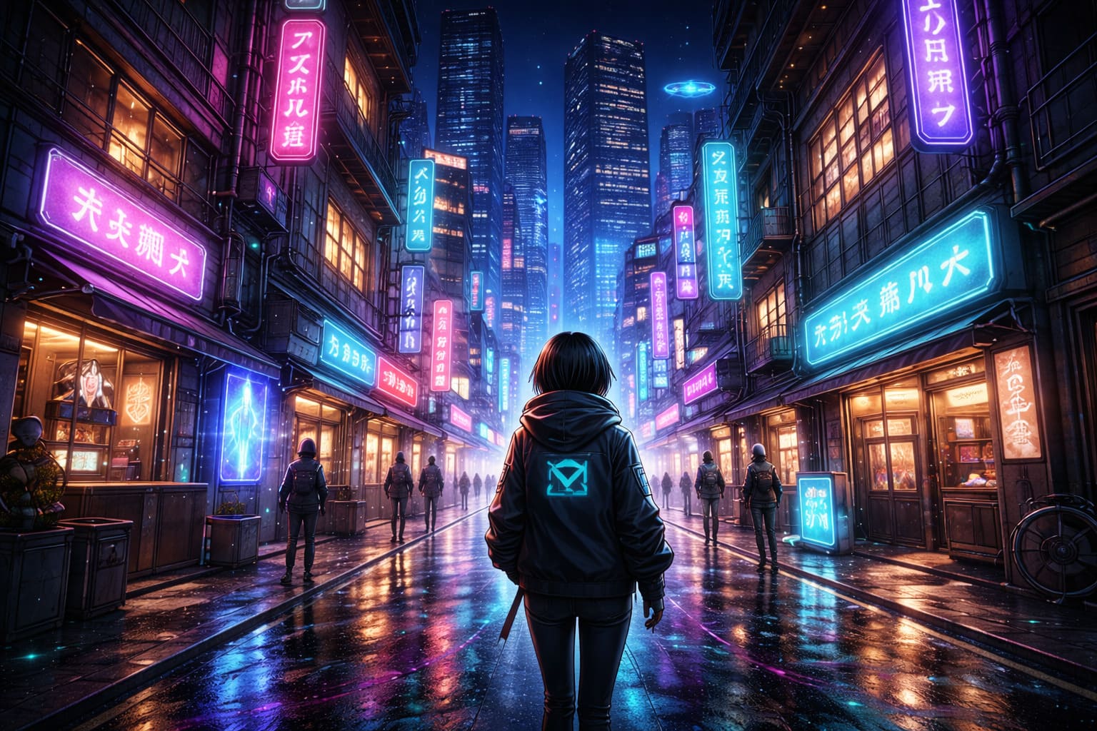 AI image generator creating cyberpunk cityscape